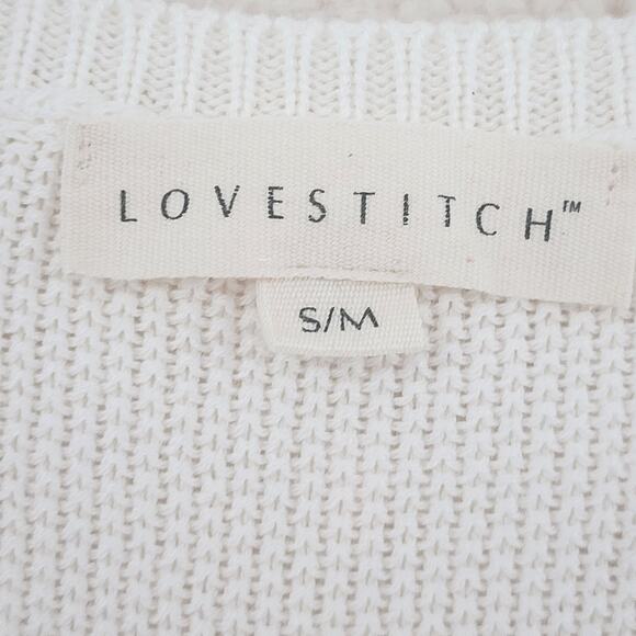 Lovestitch Women’s Knit Sweater Long Sleeve Small/Medium Geometric Stripe White - Picture 5 of 9